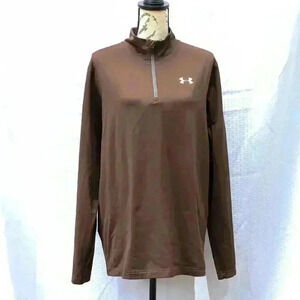 Under Armour Size XL brown fitted 1/4 zip mock neck athletic jacket